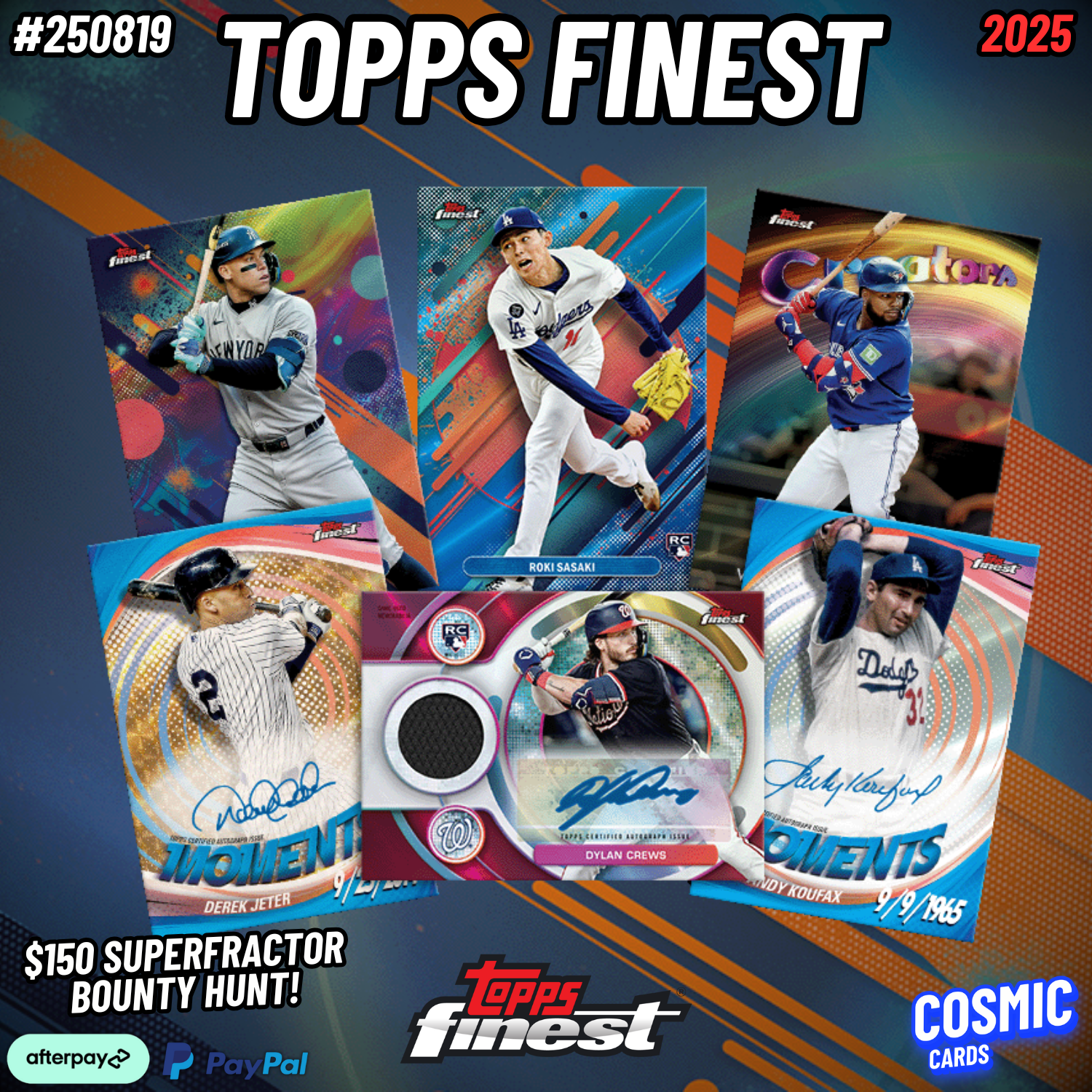 #250819 2025 TOPPS FINEST BASEBALL HOBBY 4 BOXES (SPOTS)