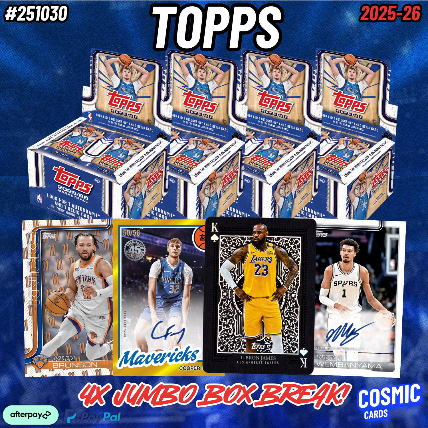 BREAK #251030 2025-26 TOPPS BASKETBALL HOBBY JUMBO HALF-CASE 4 BOXES (MINI 1)