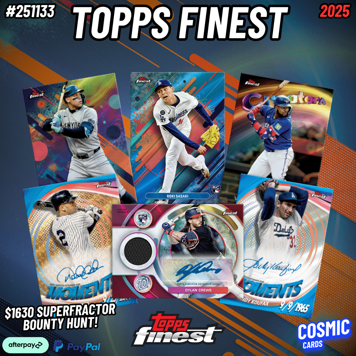 BREAK #251133 2025 TOPPS FINEST BASEBALL HALF CASE 4 BOXES (ORIOLES, BRAVES, METS, MARINERS)